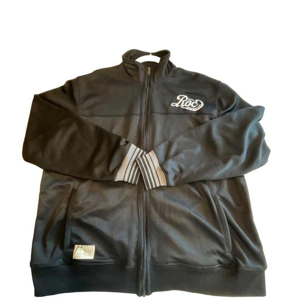 Rocawear Black Extra Large Polyester Jacket Zip Pockets Contrasting Under Arm